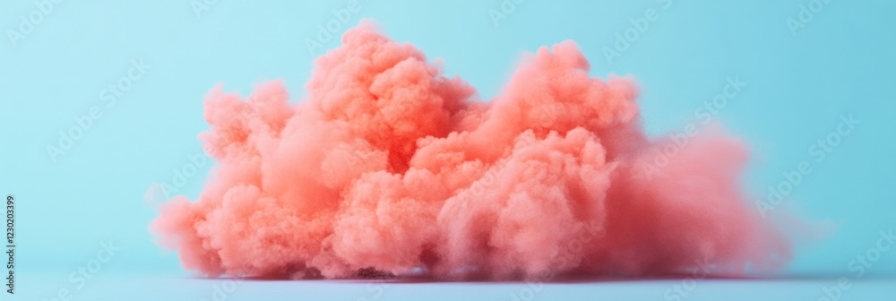 Poster vibrant powder cloud artistry dynamic coral particle burst on azure background - modern visual conte