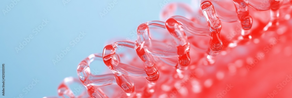 Poster Minimalist Modern Stock Art Translucent Protective Structure in Vivid Red with Smooth Textures - Ideal for Health Campaigns and Tech-Inspired Visuals in Marketing