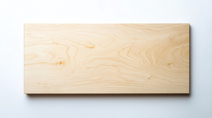 A light birch wood plank with fine, soft grain patterns placed on a plain white surface top view showcasing natural elegance advanced tone complementary color scheme