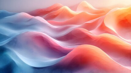 Obraz premium Whimsical 3D Waves of Pastel Geometry in Abstract Ocean Scene - Generative AI