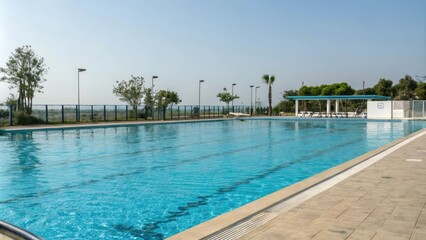 Obraz premium Pool Water Background with Blue Pool Water, Underwater world, Relaxing ambiance, Transparent pool water