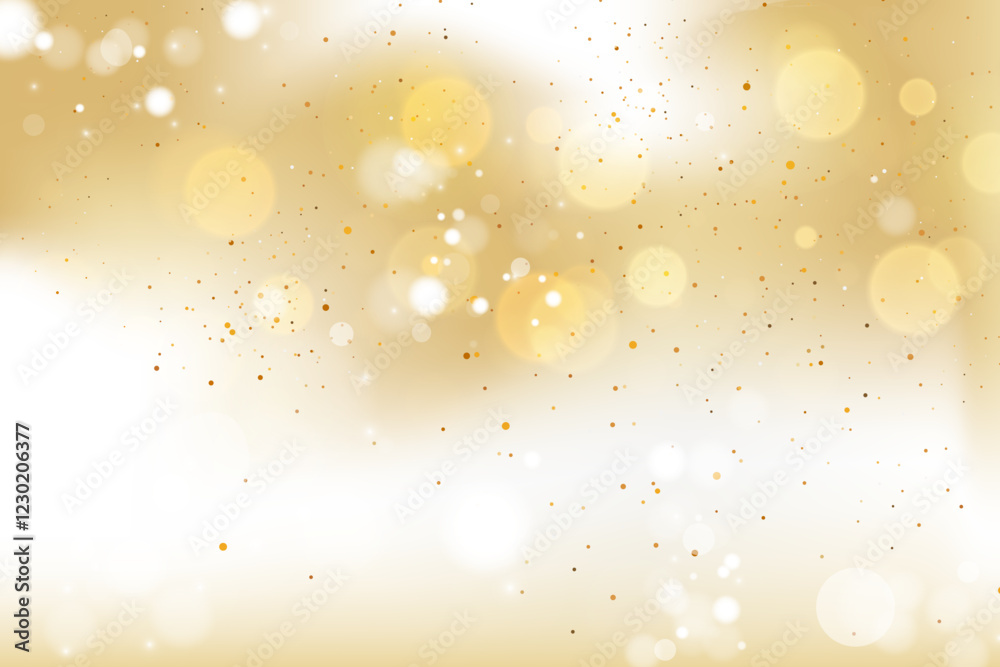 Poster there is a gold glitter background with a white background.bokeh background