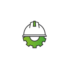 Fototapeta premium Construction helmet icon flat vector design