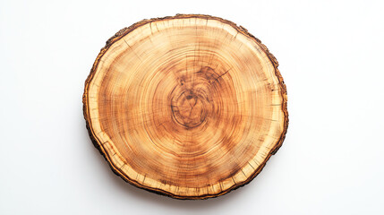 Obraz premium A rustic wooden surface with chiseled edges and deep grooves placed on a plain white background top view highlighting handcrafted charm advanced tone complementary color scheme