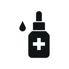 Dropping bottle icon showing fluid in motion, creating a dramatic visual of liquid escaping the bottle