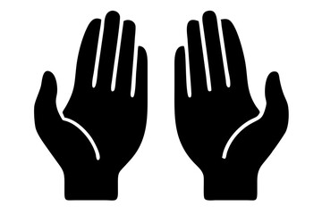 prayer hands black icon isolated white background. Blessed Hands Vector