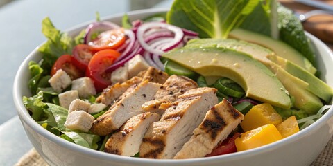 Healthy Salad Bowl: Fitness Rewards, Fresh Ingredients, Clean Eating
