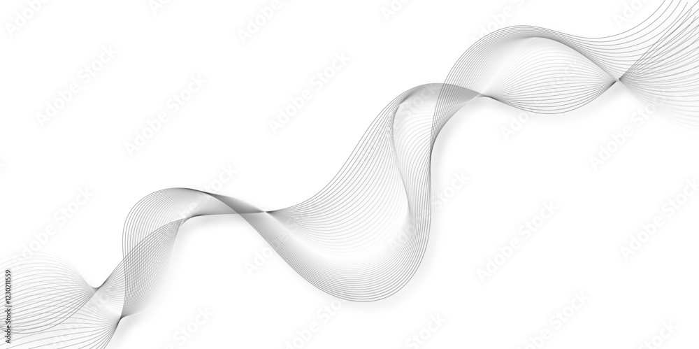 Leinwandbilder Abstract grey, white smooth element swoosh speed wave modern stream background. Wave with lines created using blend tool. Abstract frequency sound wave lines and twisted curve lines background.	