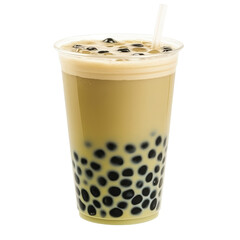 Isolated Iced Bubble Tea Drink with Boba Pearls