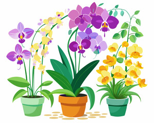 Watercolor Floral Arrangement Cascading Wisteria Purple Pansies Yellow Flowers