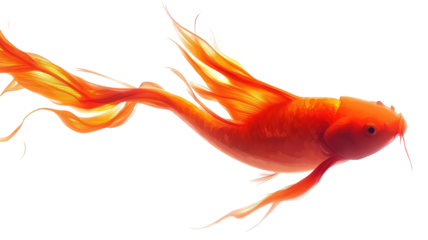 Isolated Elegant Golden Goldfish with Flowing Fins