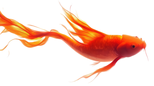 Isolated Elegant Golden Goldfish with Flowing Fins