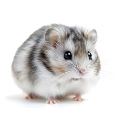 Small dwarf hamster isolated on a white background with clear details and sharp focus