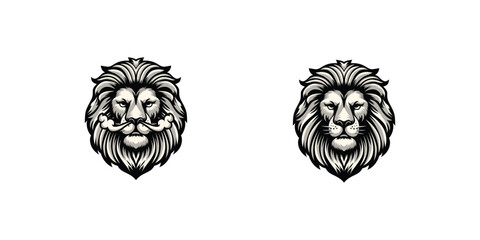 Twin Lion Head Mascot Logo Vector Design on White background with smoke coming out 