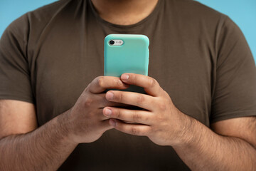Man using smartphone, mobile phone, modern communication technology