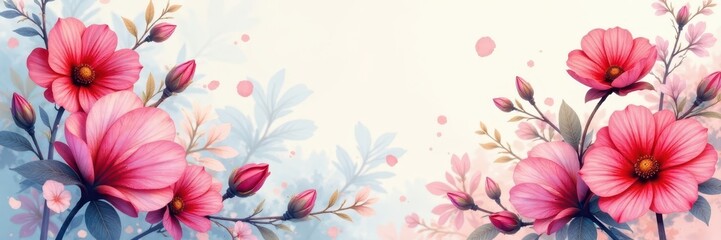 Fototapeta premium Abstract watercolor floral blooms, swirling pattern , art, texture