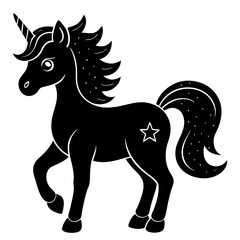 Cute Black Vector Unicorn Line Art Black Vector Silhouette Cartoon  Illustration