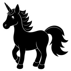 Cute Black Vector Unicorn Line Art Black Vector Silhouette Cartoon  Illustration