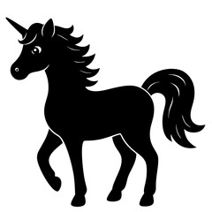 Cute Black Vector Unicorn Line Art Black Vector Silhouette Cartoon  Illustration
