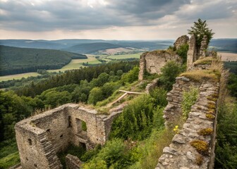 Fototapeta premium Historic Nachod Castle: Majestic Ruins & Panoramic Views - Czech Republic