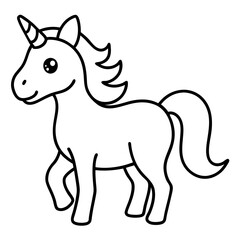 Cute Black Vector Unicorn Line Art Black Vector Silhouette Cartoon  Illustration