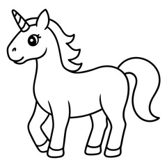 Cute Black Vector Unicorn Line Art Black Vector Silhouette Cartoon  Illustration