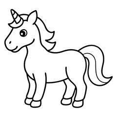 Cute Black Vector Unicorn Line Art Black Vector Silhouette Cartoon  Illustration