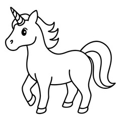 Cute Black Vector Unicorn Line Art Black Vector Silhouette Cartoon  Illustration