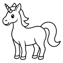 Cute Black Vector Unicorn Line Art Black Vector Silhouette Cartoon  Illustration