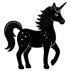 Cute Black Vector Unicorn Line Art Black Vector Silhouette Cartoon  Illustration