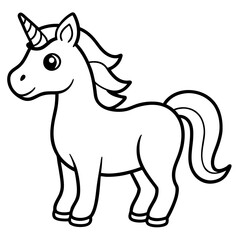 Cute Black Vector Unicorn Line Art Black Vector Silhouette Cartoon  Illustration