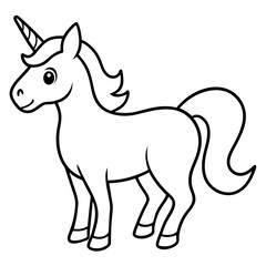 Cute Black Vector Unicorn Line Art Black Vector Silhouette Cartoon  Illustration