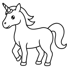 Cute Black Vector Unicorn Line Art Black Vector Silhouette Cartoon  Illustration