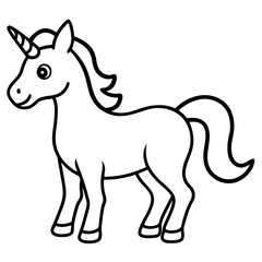 Cute Black Vector Unicorn Line Art Black Vector Silhouette Cartoon  Illustration