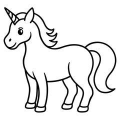 Cute Black Vector Unicorn Line Art Black Vector Silhouette Cartoon  Illustration