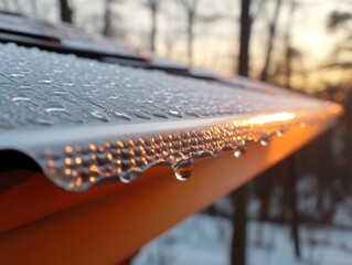 Textured Metal Gutter Guard in Morning Dew Fire-Resistant Roof Design for Eco-Conscious Home Safety Solutions in Construction and Emergency Management