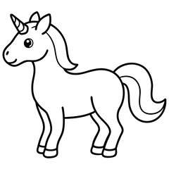 Cute Black Vector Unicorn Line Art Black Vector Silhouette Cartoon  Illustration