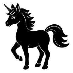 Cute Black Vector Unicorn Line Art Black Vector Silhouette Cartoon  Illustration