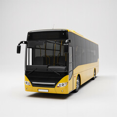 Yellow bus on a white background