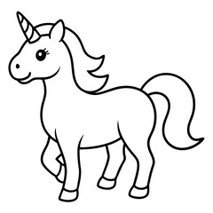 Cute Black Vector Unicorn Line Art Black Vector Silhouette Cartoon  Illustration