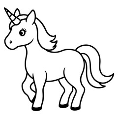 Cute Black Vector Unicorn Line Art Black Vector Silhouette Cartoon  Illustration