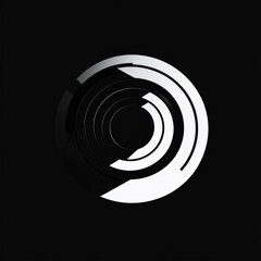 Monochrome abstract circular pattern with geometric shapes