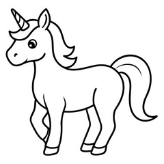 Cute Black Vector Unicorn Line Art Black Vector Silhouette Cartoon  Illustration