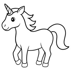 Cute Black Vector Unicorn Line Art Black Vector Silhouette Cartoon  Illustration