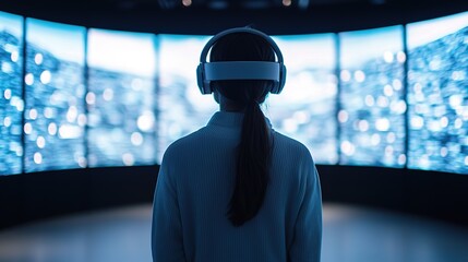 Innovative digital art installation immersive vr experience engaging users in a technology center