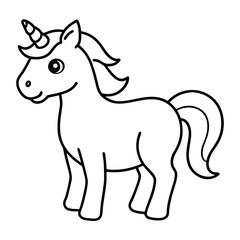 Cute Black Vector Unicorn Line Art Black Vector Silhouette Cartoon  Illustration