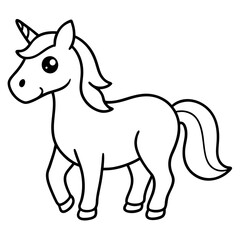 Cute Black Vector Unicorn Line Art Black Vector Silhouette Cartoon  Illustration