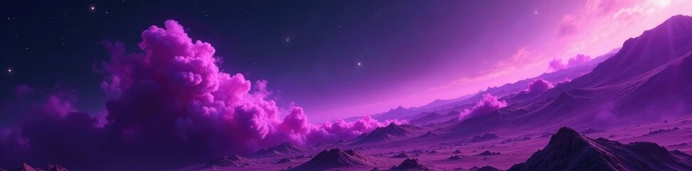 Swirling purple dust devils dance across the surface of a distant planet, astronomy, galaxies