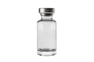Glass medical bottle with liquid isolated on transparent background Generative Ai.