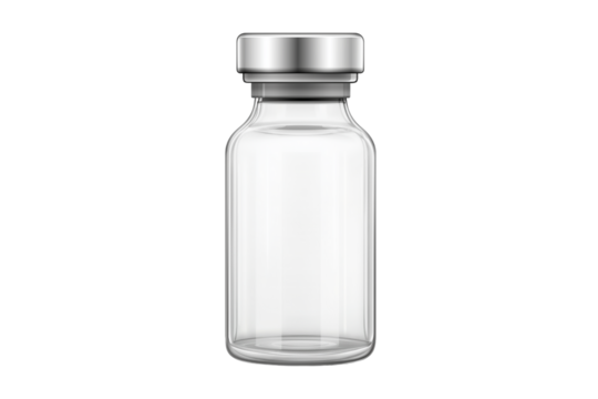 Glass medical bottle with liquid isolated on transparent background Generative Ai.